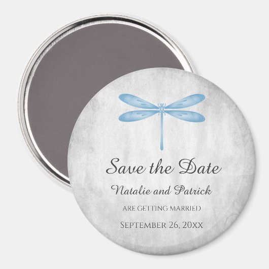 Blue Dragonfly Save the Date Magnet (Voorkant / Achterkant)