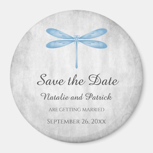 Blue Dragonfly Save the Date Magnet (Voorkant)