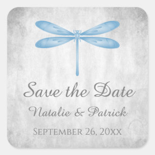 Blue Dragonfly Save the Date Stickers