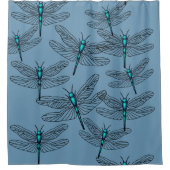 Blue Dragonfly Shower Curtain Douchegordijn (Voorkant)