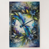 Blue Dragonfly Watercolor Botanical Legpuzzel (Verticaal)