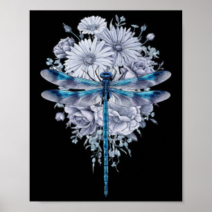 Blue Dragonfly Waterverf Art Insecten Liefhebber A Poster