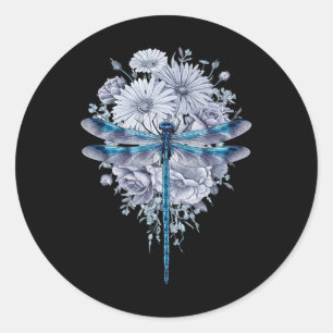 Blue Dragonfly Waterverf Art Insecten Liefhebber A Ronde Sticker