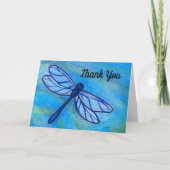 Blue Dragonfly Waterverf Dank u Kaart (Voorkant)