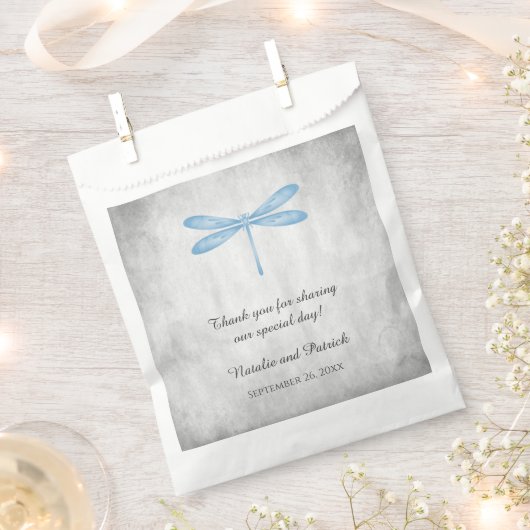 Blue Dragonfly Wedding Favor Bags Bedankzakje (Geknipt)