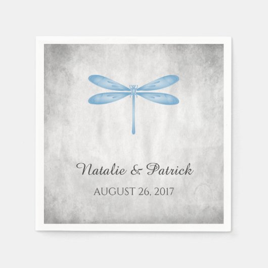 Blue Dragonfly Wedding Paper Napkins Servet (Voorkant)