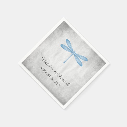 Blue Dragonfly Wedding Paper Napkins Servet (Hoek)