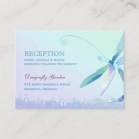 Blue Dragonfly Wedding Reception Informatiekaartje (Voorkant)