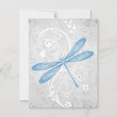 Blue Dragonfly Wedding RSVP Kaart (Achterkant)