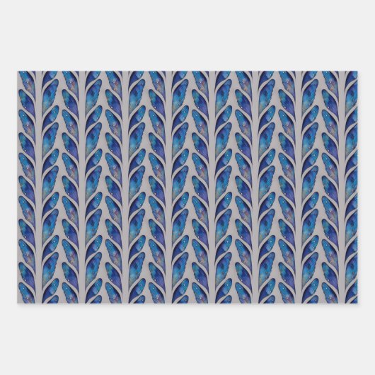 Blue Dragonfly Wings Wrapping Paper Flat Set van 3 (Voorkant 3)
