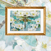 Blue Dragonfly  Witte Bloesems Decoupage Tissuepapier