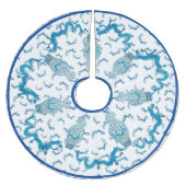 Blue Dragons Chinoiserie Ginger Jar Brush Kerstboom Rok (Voorkant)