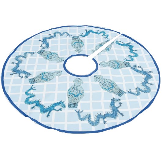 Blue Dragons Chinoiserie Ginger Jar Jars Kerstboom Rok (Gekanteld)