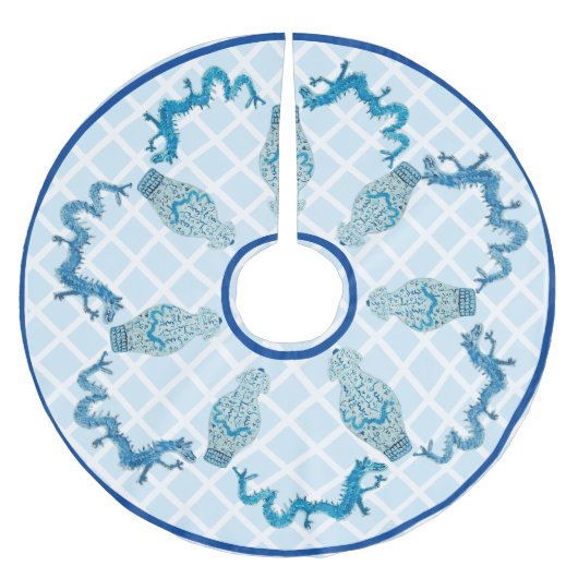 Blue Dragons Chinoiserie Ginger Jar Jars Kerstboom Rok (Voorkant)