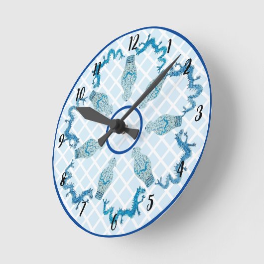 Blue Dragons Chinoiserie Ginger Jar Jars Ronde Klok (Hoek)