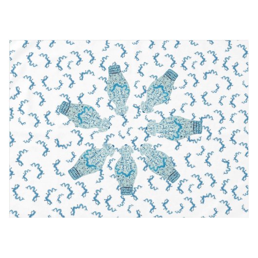 Blue Dragons Chinoiserie Ginger Jar Jars Tablecl Tafelkleed (Voorkant (Horizontaal))