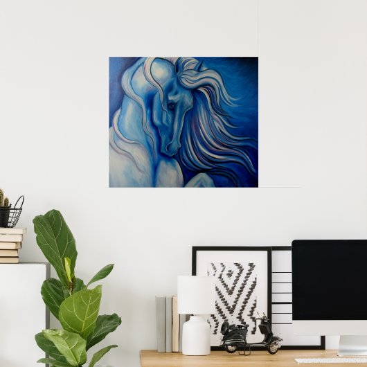 Blue Drama Horse Poster (Thuiskantoor)