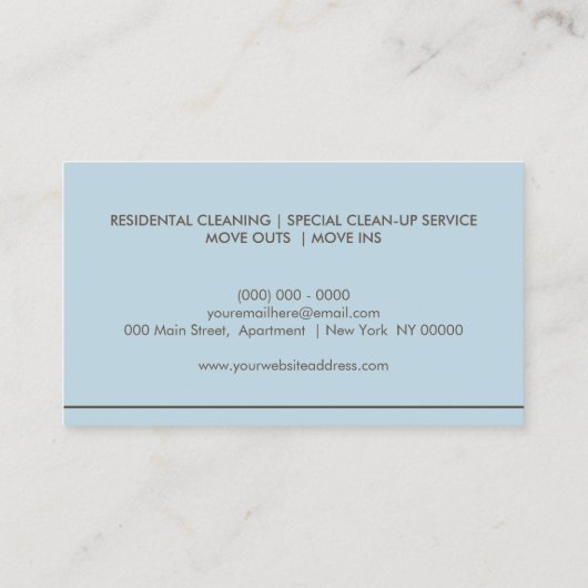 Blue Drawing Cleaner House Cleaning Service Visitekaartje (Achterkant)