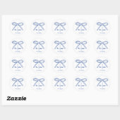 Blue Drawn Bow Whimsical Wedding Monogram Ronde Sticker (Vel)