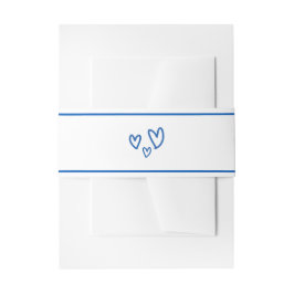 Blue Drawn Together Hearts Wedding Uitnodigingen Wikkel