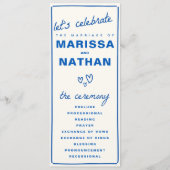 Blue Drawn Together huwelijksprogramma Programmakaart (Voorkant)