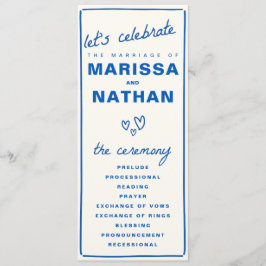 Blue Drawn Together huwelijksprogramma Programmakaart