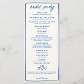 Blue Drawn Together huwelijksprogramma Programmakaart (Achterkant)