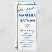 Blue Drawn Together huwelijksprogramma Programmakaart (Voorkant / Achterkant)