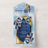 Blue Dream Catcher All in One Wedding Invite Uitnodiging (Binnen)