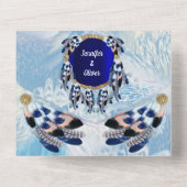Blue Dream Catcher All in One Wedding Invite Uitnodiging (Achterkant)