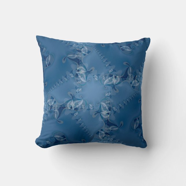 Blue Dream Lacy Abstract Swirls Cushion Kussen (Voorkant)