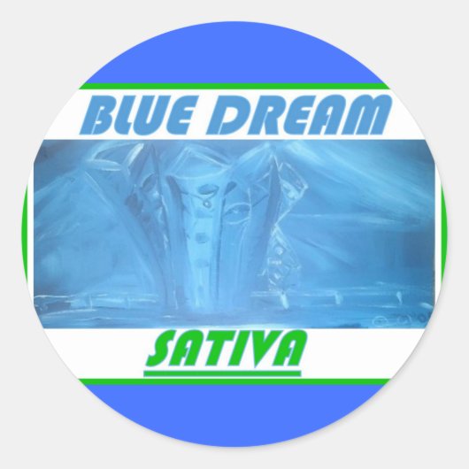 BLUE DREAM SATIVA RONDE STICKER (Voorkant)