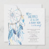 Blue Dreamcatcher Baby shower Invitation Kaart (Voorkant)