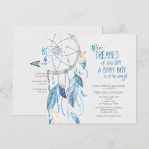 Blue Dreamcatcher Baby shower Invitation Kaart