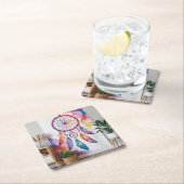 Blue Dreamcatcher Square Onderzetter Set (Insitu)