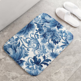 Blue Dreams | Floral Watercolor Chinoiserie Badmat