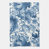 Blue Dreams | Floral Watercolor Chinoiserie Theedoek (Verticaal)