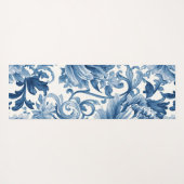 Blue Dreams | Floral Watercolor Chinoiserie Yogamat (Achterkant (horizontaal))