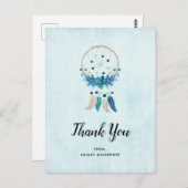 Blue Dreamweaver catcher met Feathers Boho Bedankt Briefkaart (Voorkant / Achterkant)