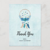 Blue Dreamweaver catcher met Feathers Boho Bedankt Briefkaart (Voorkant)