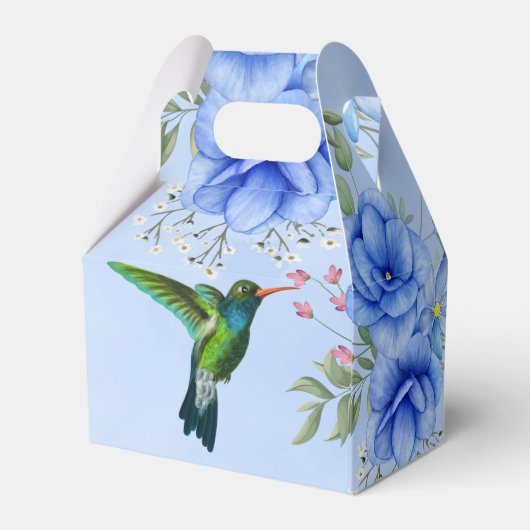 Blue Dreamweaver Hummingbird Boy Baby shower Bedankdoosjes (Achterkant)