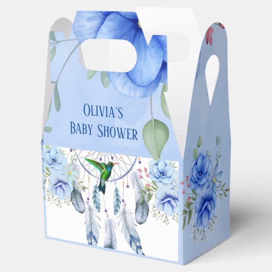 Blue Dreamweaver Hummingbird Boy Baby shower Bedankdoosjes (Geopend)