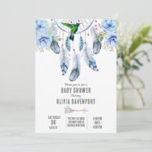 Blue Dreamweaver Hummingbird Boy Baby shower Kaart (Staand voorkant)