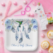 Blue Dreamweaver Hummingbird Boy Baby shower Papieren Bordje (Feest)