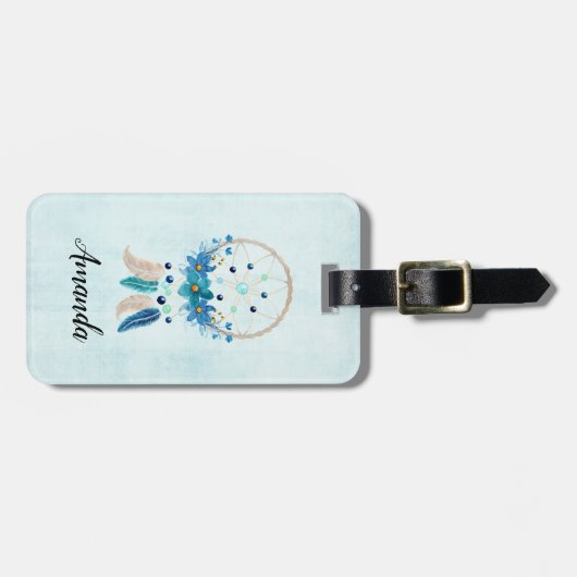 Blue Dreamweaver Stylish Boho Design Bagagelabel (Voorkant horizontaal)
