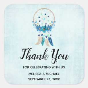 Blue Dreamweaver Stylish Boho Design Bedankt Vierkante Sticker