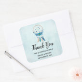 Blue Dreamweaver Stylish Boho Design Bedankt Vierkante Sticker (Envelop)
