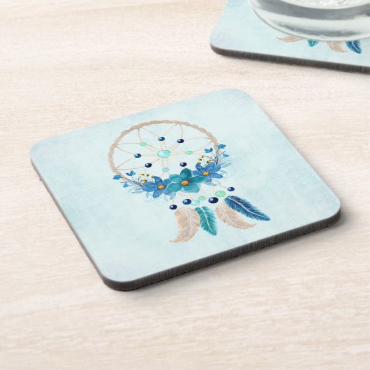 Blue Dreamweaver Stylish Boho Design Bier Onderzetter (Linkerzijde)