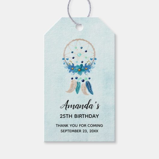 Blue Dreamweaver Stylish Boho Design Birthday Cadeaulabel (Voorkant)