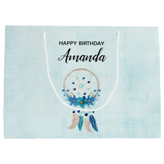 Blue Dreamweaver Stylish Boho Design Birthday Groot Cadeauzakje (Achterkant)